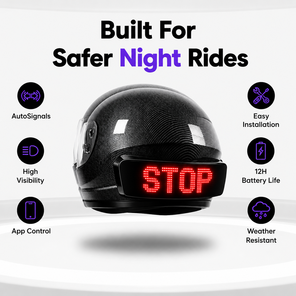 BikerBlink™  LED Safety Light for Helmets